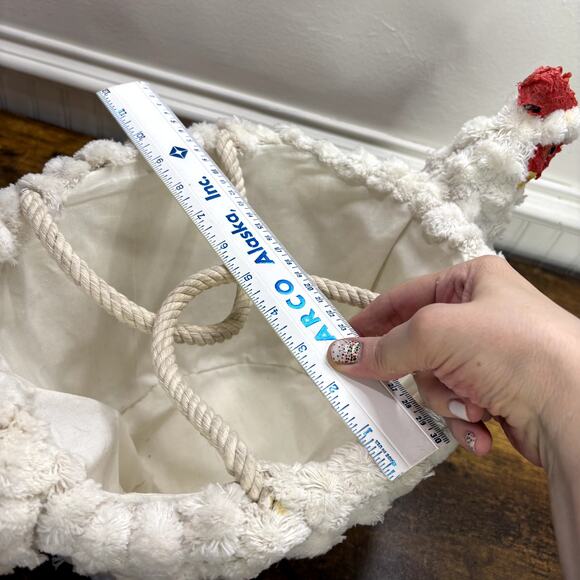 Hen Egg Gathering Basket Macrame Chicken Handmade Farmhouse Decor Rustic Large - Picture 15 of 16